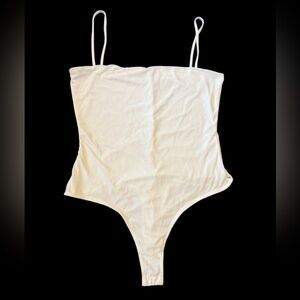 Bodysuit thong Spaghetti strap, Ivory snap closure XL